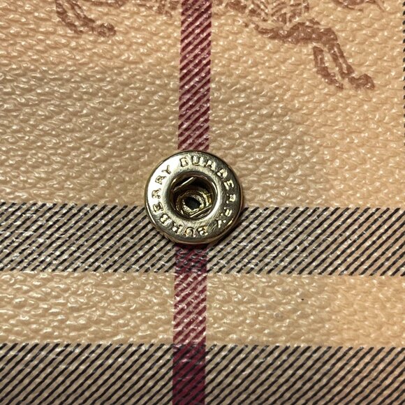 Burberry Beige/Brown Haymarket Check Coated Canvas & Leather Leighton - Preowned - Picture 7 of 15